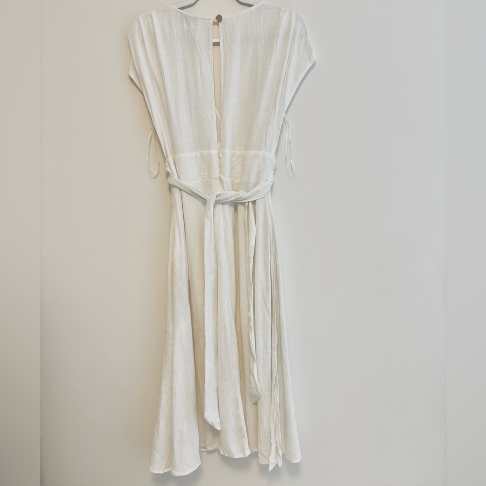 Petal & Pup White Midi Dress with Waist Tie - Picture 9 of 9